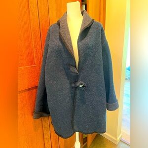 Marsh Landing Wool Jacket Coat Cape Blue Black Trim
XL